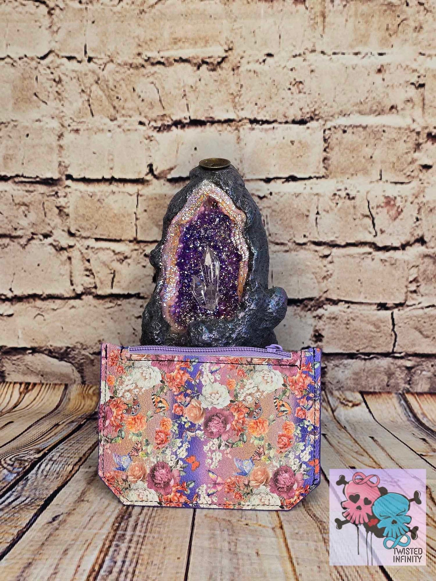 Pocket Pal Wallet - Cabbage Roses and Butterflies