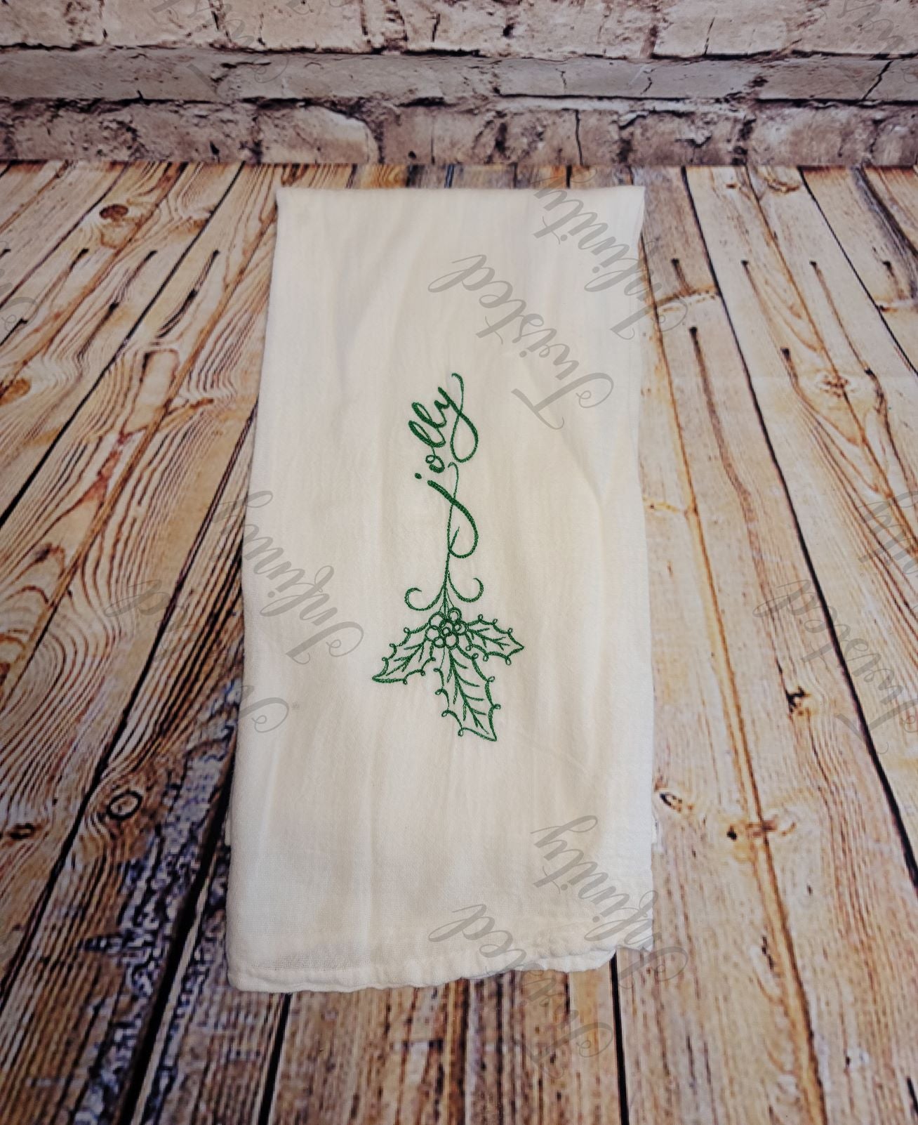 Word Art Christmas Embroidered Flour Sack Towels