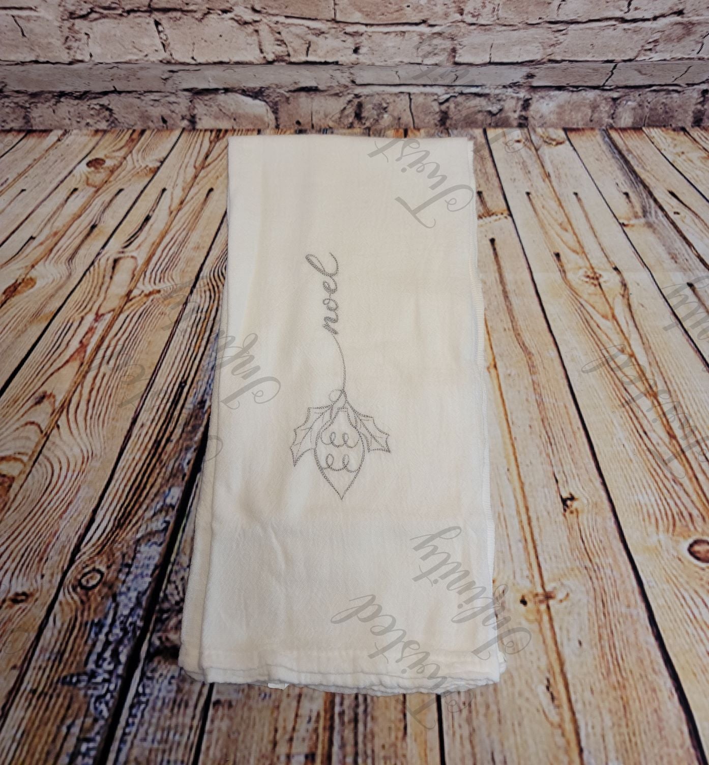 Word Art Christmas Embroidered Flour Sack Towels