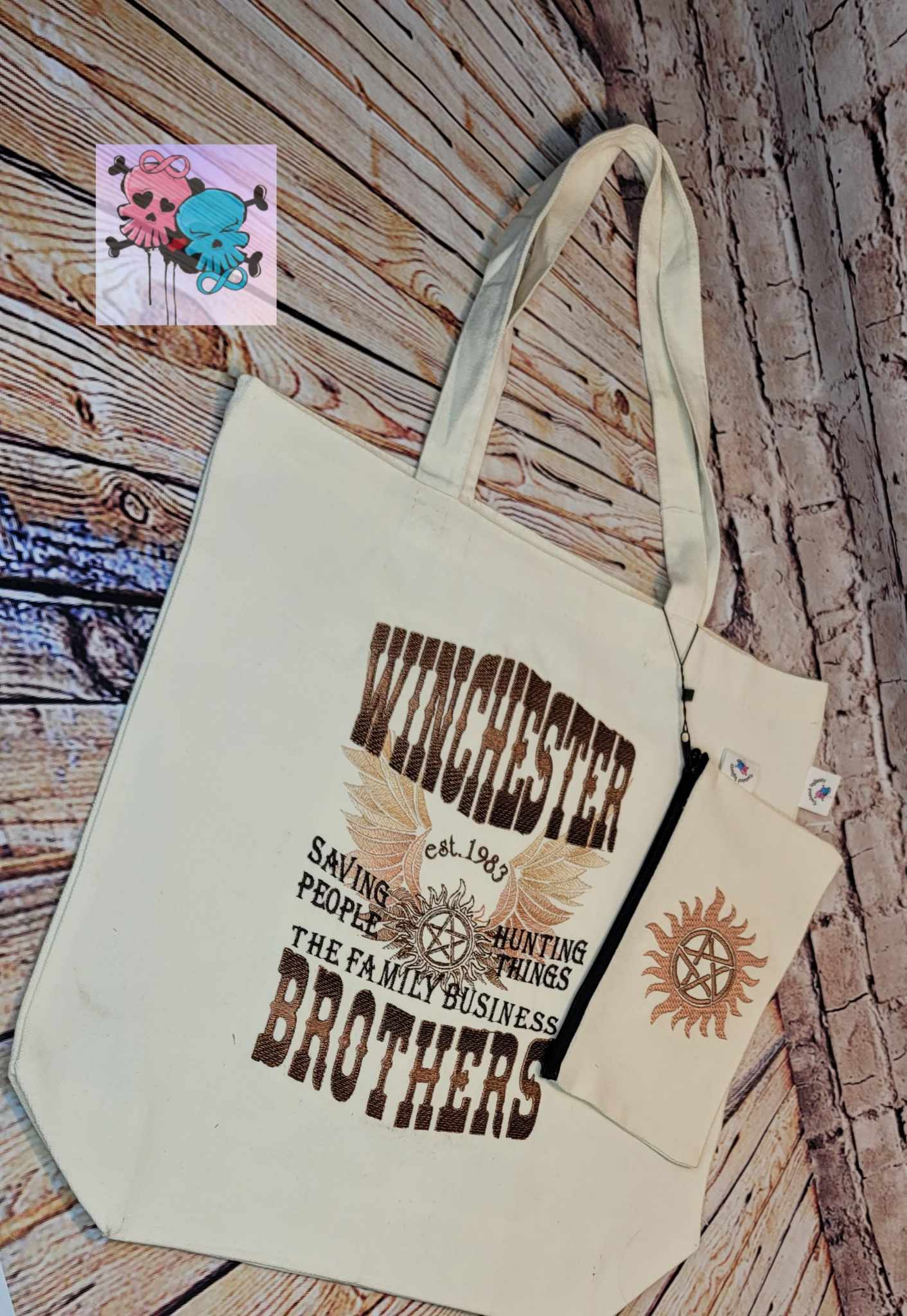 Supernatural Cotton Canvas Tote and Cosmetic Bag