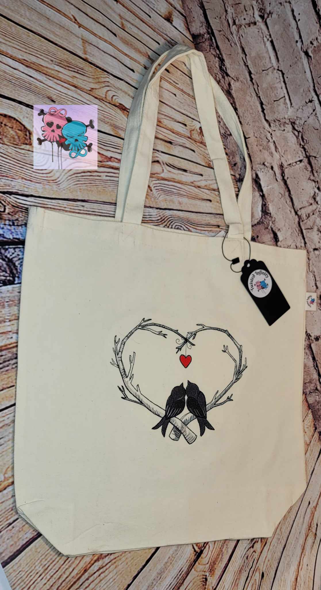 Love Birds Cotton Canvas Tote