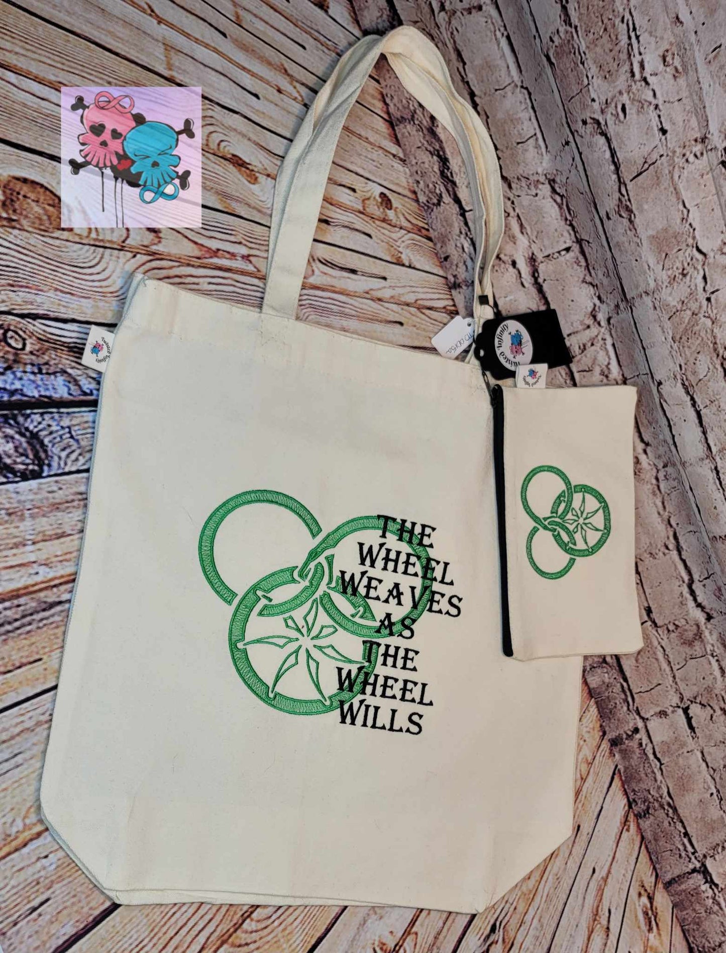 Wheel of Time Cotton Canvas Tote and Cosmetic Bag