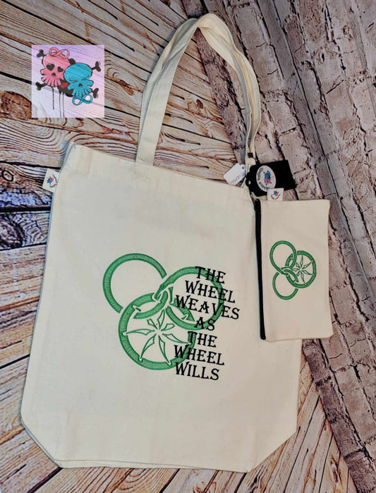 Wheel of Time Cotton Canvas Tote and Cosmetic Bag