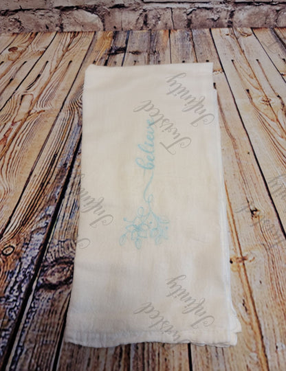 Word Art Christmas  Embroidered Flour Sack Towels