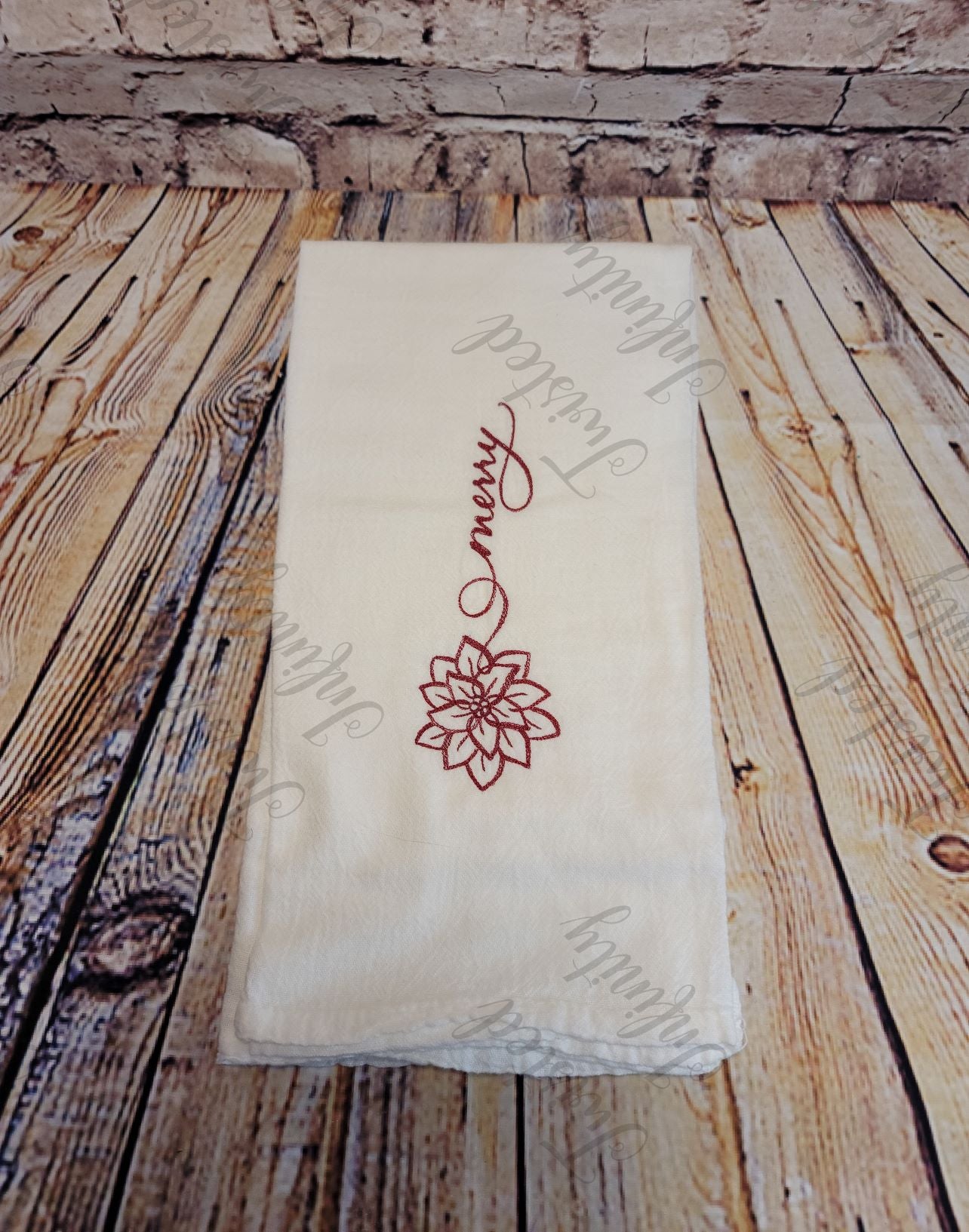 Word Art Christmas  Embroidered Flour Sack Towels